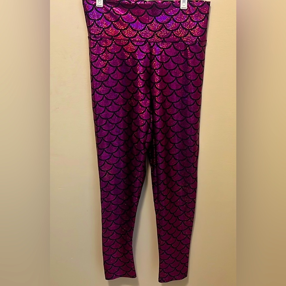 Coquetry clothing purple iridescent mermaid shimmer leggings high waist